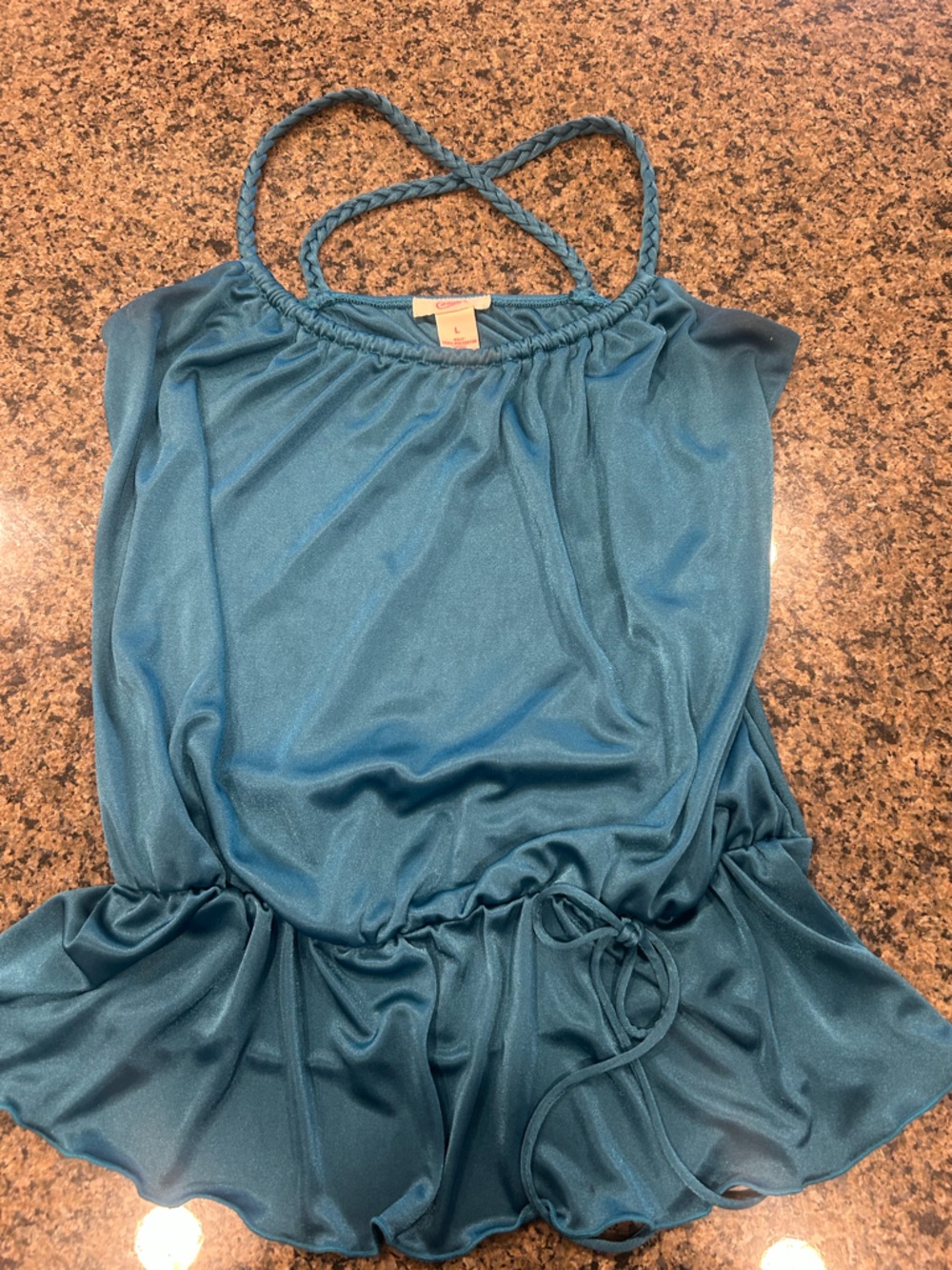 Candie's Teal Blue Ruffled Hem Tank